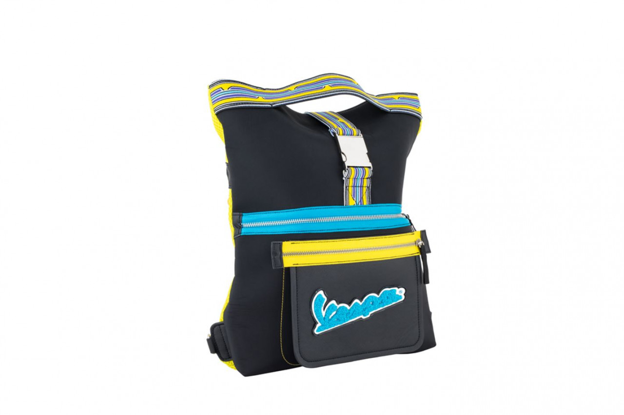 Bolsa Vespa con función de mochila "V-Stripes" - Negra