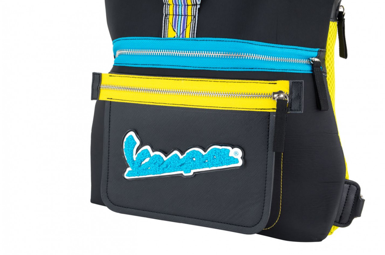 Bolsa Vespa con función de mochila "V-Stripes" - Negra