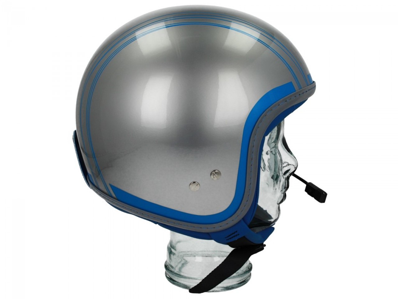 Casco jet Vespa Elettrica Tech blu (Bluetooth) plata
