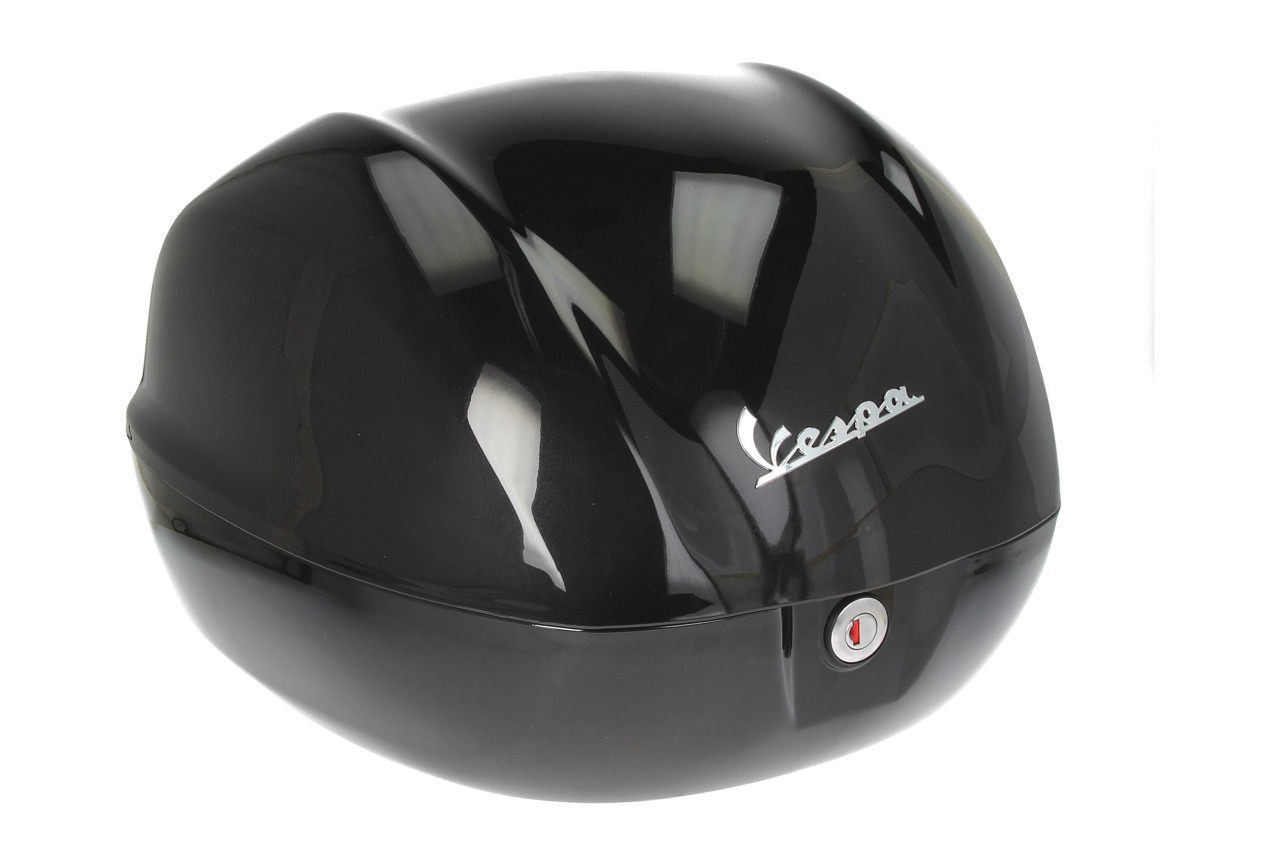 Baúl trasero para Vespa de 32 l, negro brillante Nero Cosmo (98/A), sin acolchado para la espalda