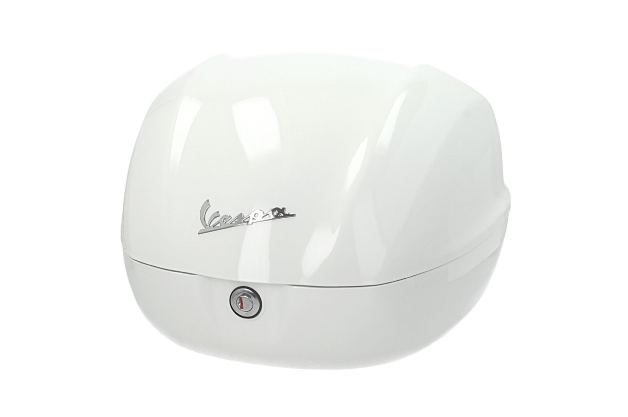 Baúl para Vespa de 32 litros, blanco brillante, B04, sin respaldo
