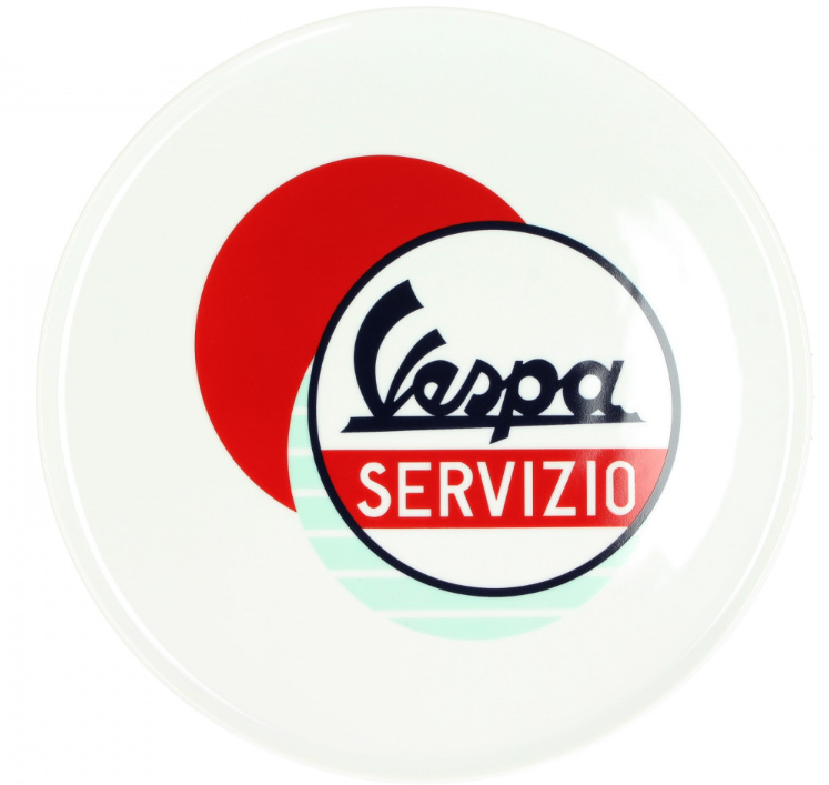 Plato Vespa Servizio blanco rojo