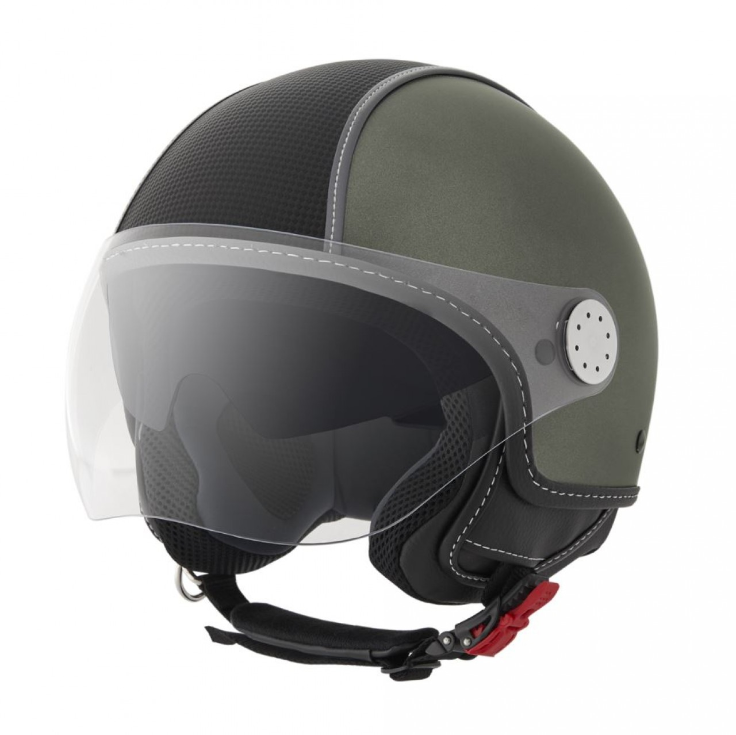 Casco Piaggio Demi Jet, Carbonskin, verde militar, mate