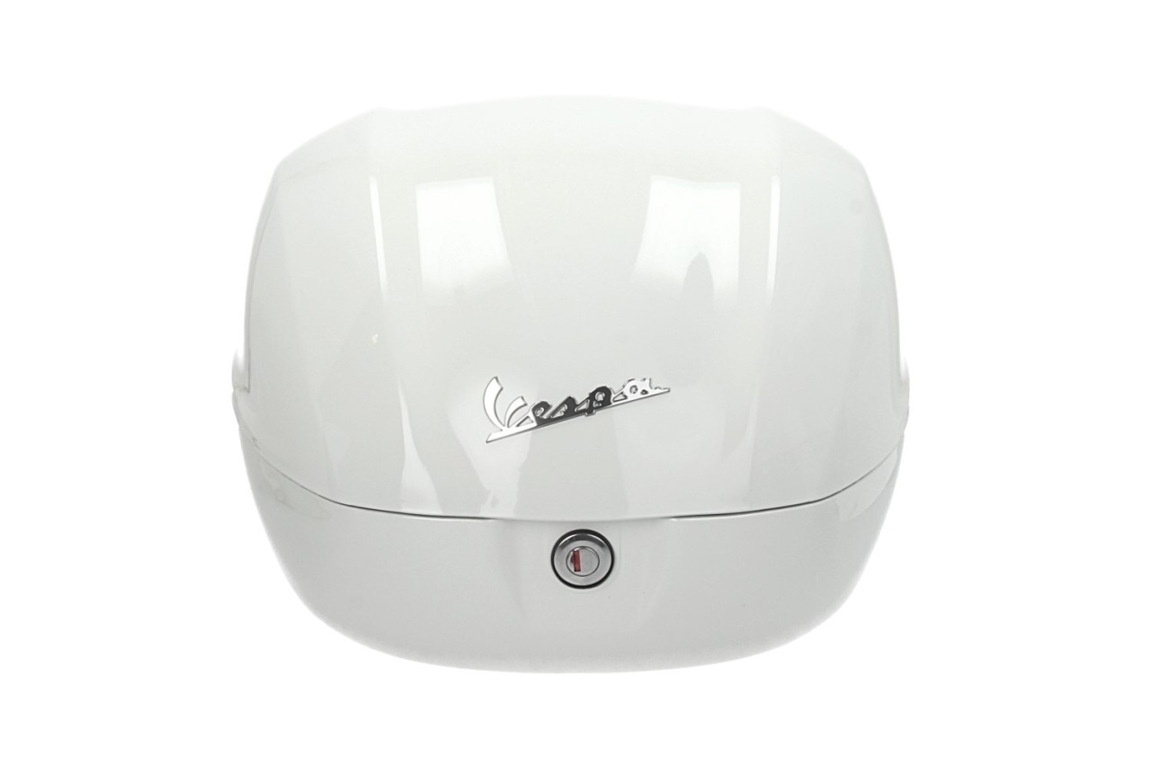 Baúl para Vespa de 32 litros, blanco brillante, B04, sin respaldo