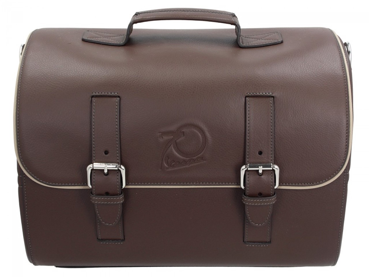 Bolsa de cuero original Vespa versión 70 años - Marrón