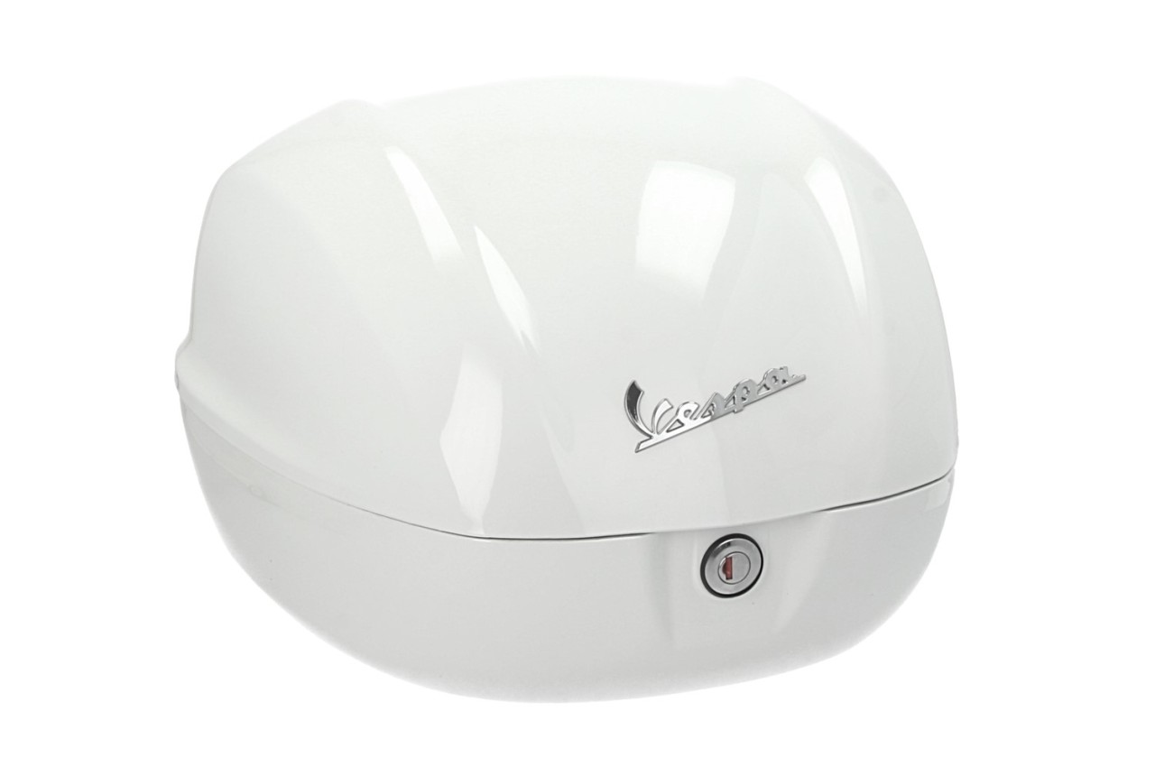 Baúl para Vespa de 32 litros, blanco brillante, B04, sin respaldo