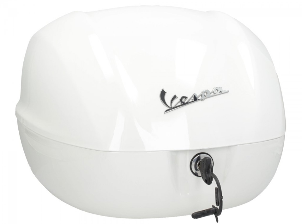 Baúl trasero para Vespa de 32 l, blanco brillante, 544, sin respaldo