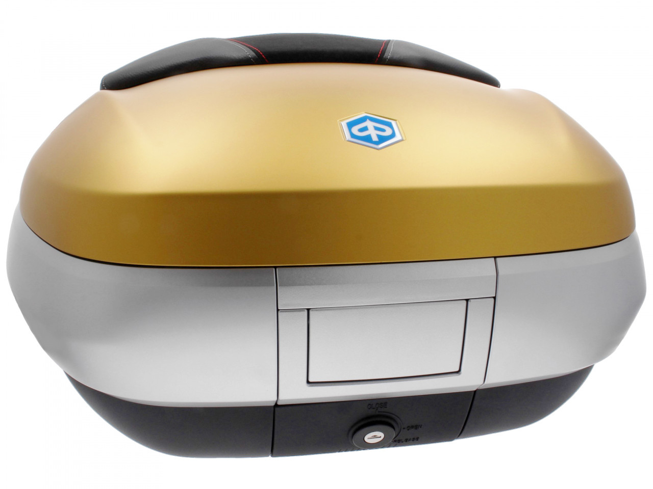 Top Case 50 l, (LE_oro mate) incl. cojín trasero para Piaggio MP3 500 Sport Advance HPE